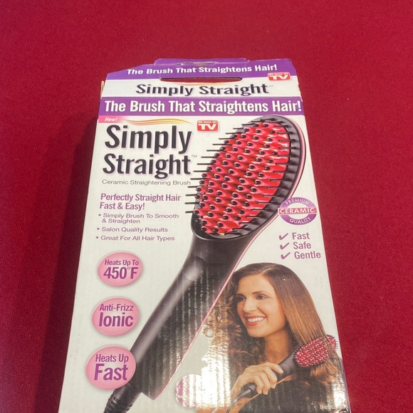 Other - Ceramic Hair Straightening Brush - Black and Pink